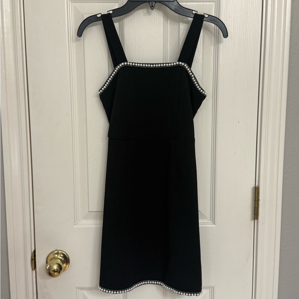 Girls Elegant Black Dress with Embellished Trim
